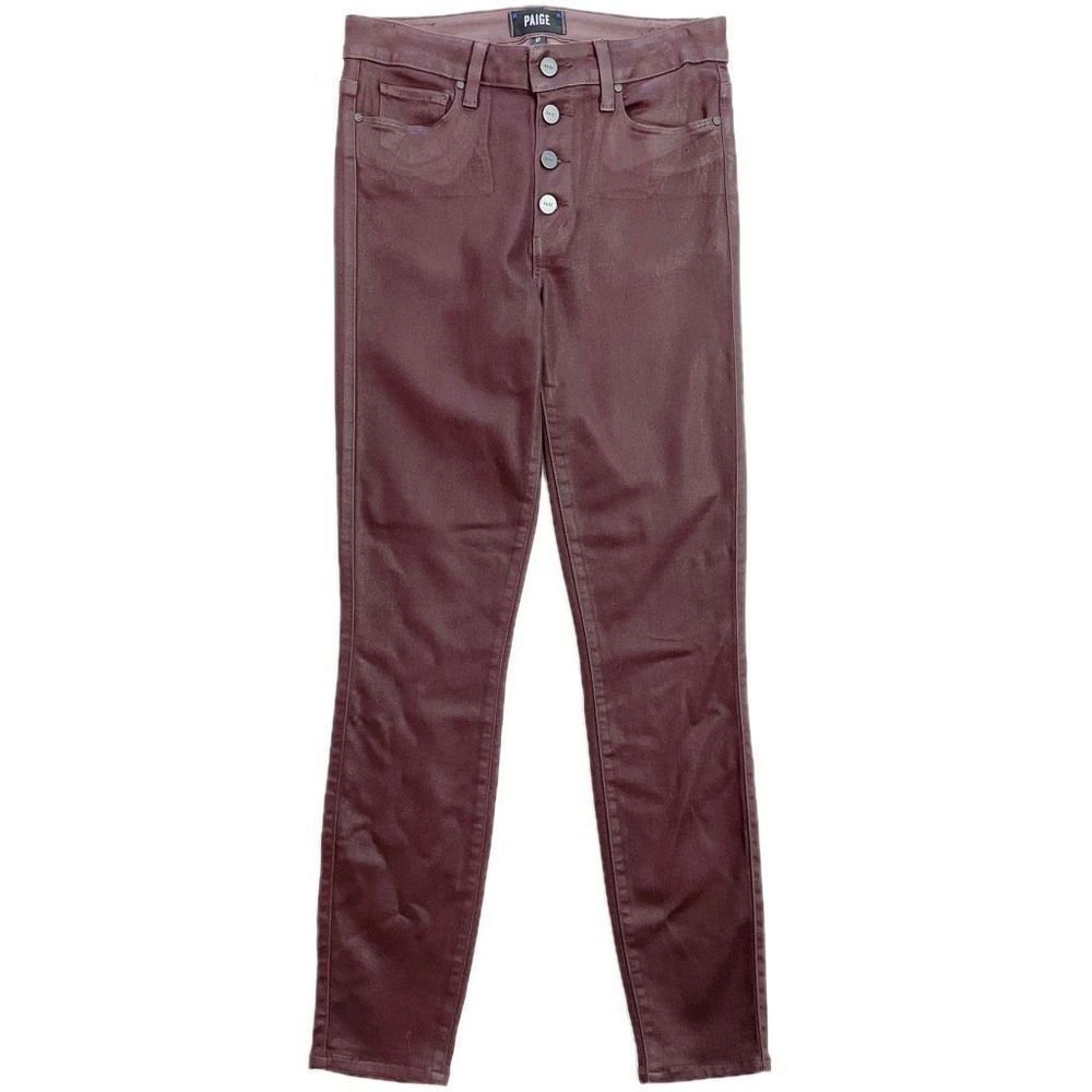 PAIGE Hoxton Coated Ankle Skinny Jean High Rise Button Fly Stretch Coffee 27